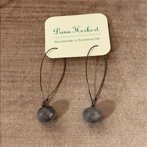 Dana Herbert Gunmetal Grey Quartz Drop Earrings